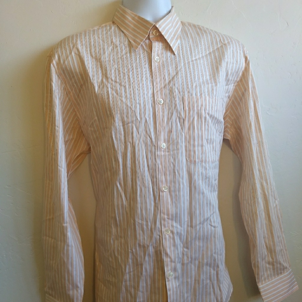 Joseph Abboud Button Dn Dress Shirt M Gold Stripr